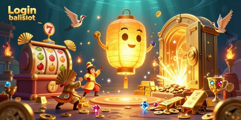 Experience the thrill of gaming at Login balislot, with dynamic scenes of slot reels and lucky symbols.