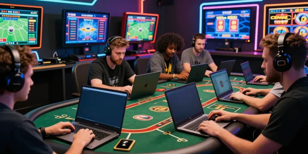 Engaging TX88 online gaming scene with players involved in sports betting and live casino action.