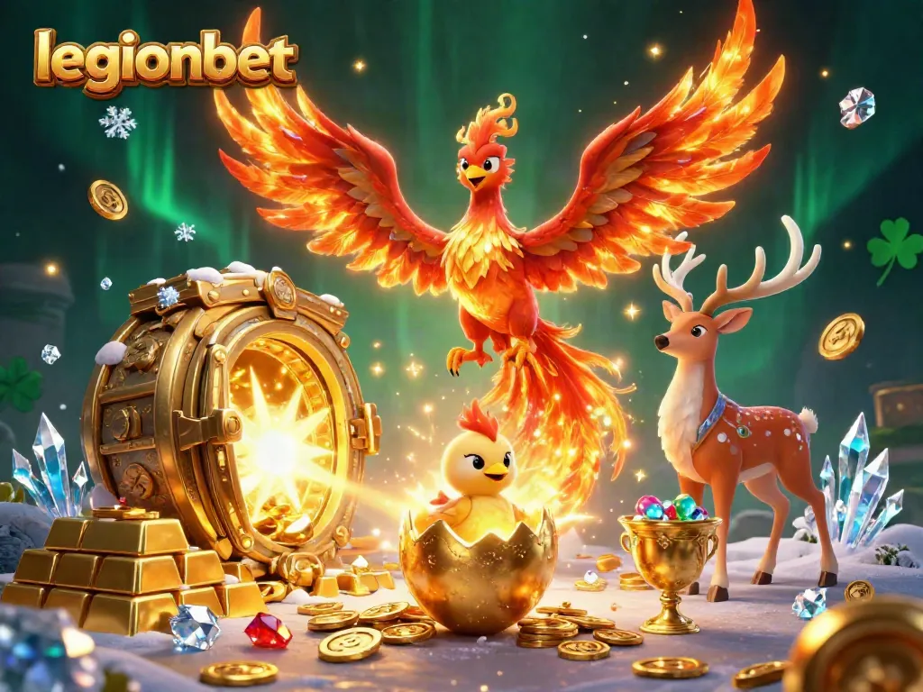 Engage in thrilling gameplay with legionbet's vibrant casino illustration showcasing dynamic characters and rich treasures.