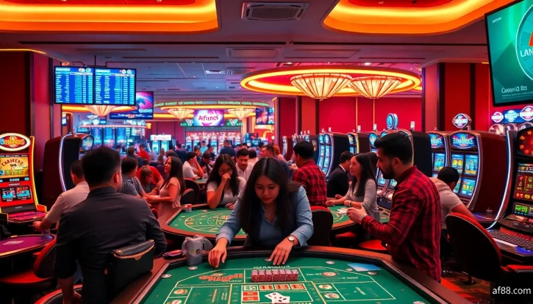 Engaged players enjoying diverse games at AF88.com casino, highlighting a trustworthy betting experience.