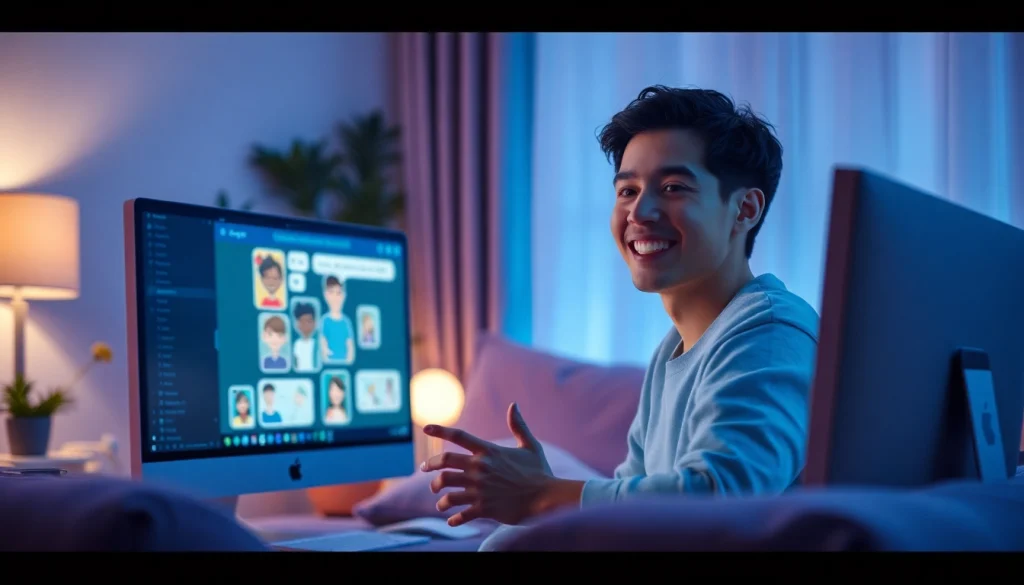 Engaging ai sex chat experience with animated AI character in a cozy digital setting.