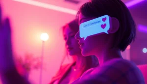 Engaging ai sex chat with digital characters in a warm, inviting environment.