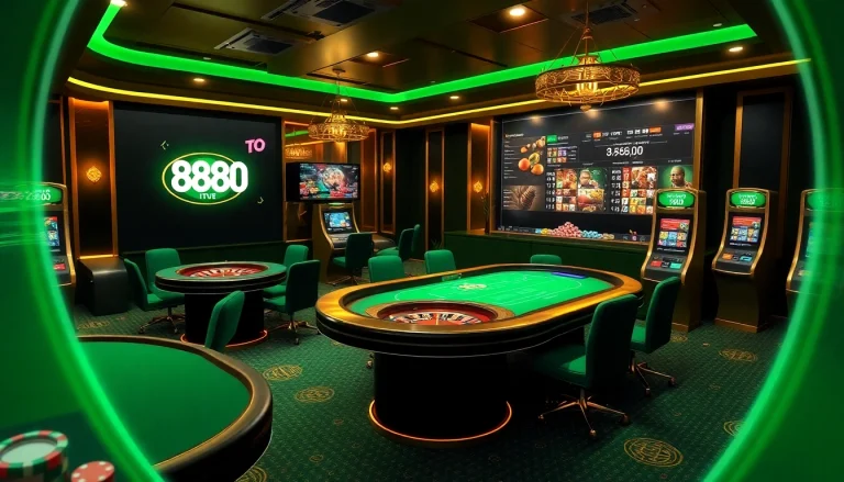 Experience the excitement of link 888TO with vibrant casino games and sports betting visuals.