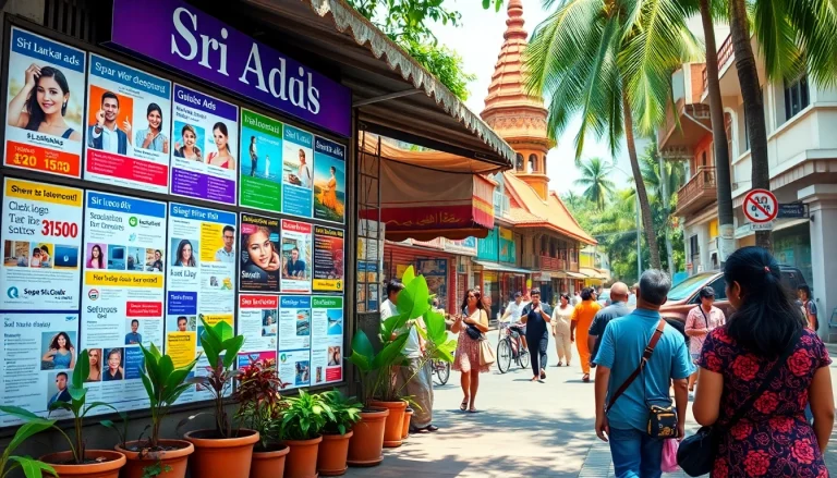Dynamic street view of colorful SL Ads highlighting personal and spa services in Sri Lanka.
