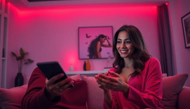 Engaging AI sex chat interaction in an intimate, modern setting.