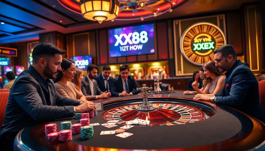 Experience the excitement of gambling at XX88 HOW with vibrant casino tables and engaging games.