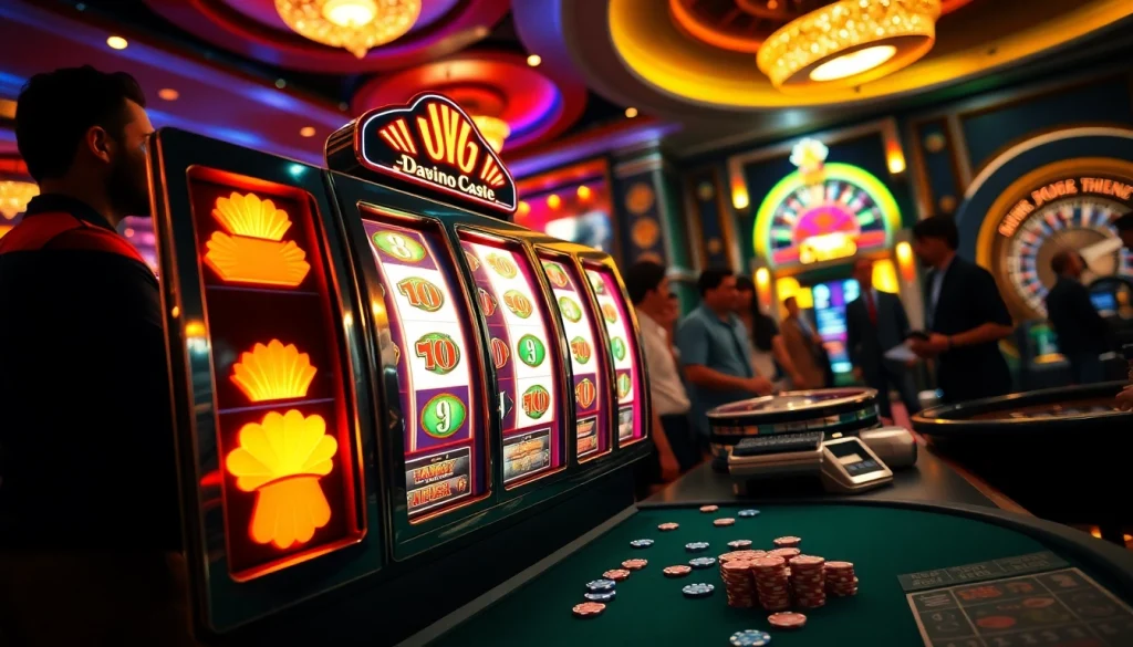Players experiencing the thrill of the s8 slot machine in a luxurious casino.