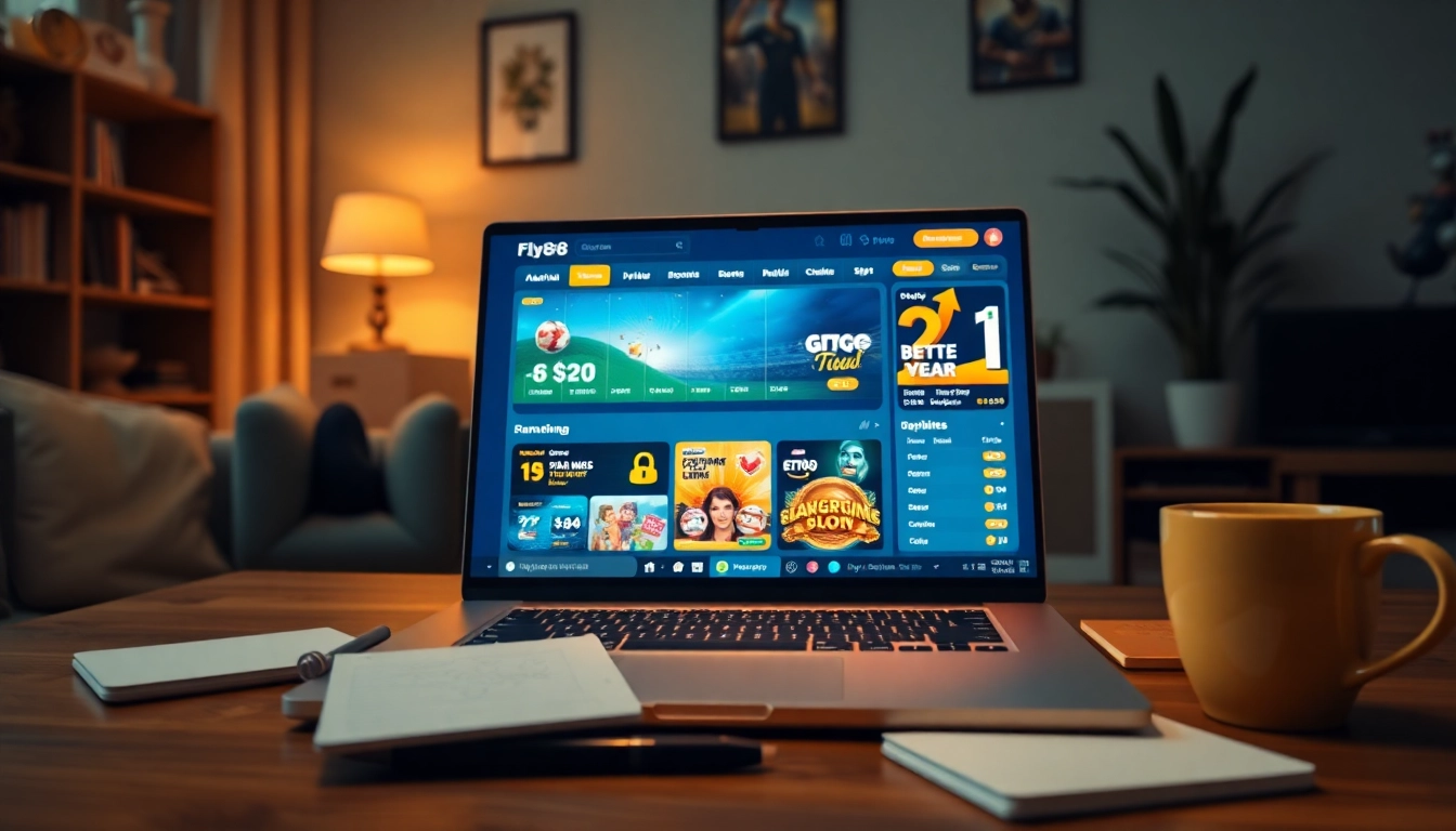 Experience seamless fly88 đang nhập with an engaging online betting interface in a cozy home office.
