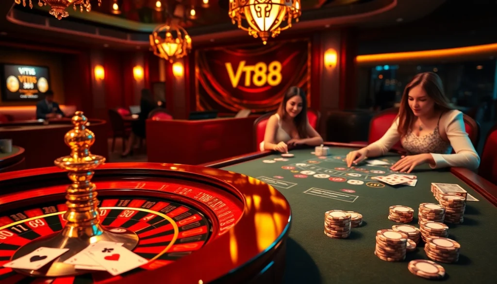Experience the thrill at Vt88 nhà cái with players enjoying a lively casino environment.