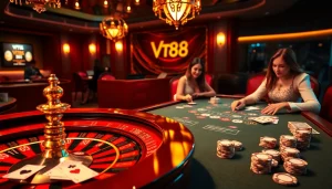 Experience the thrill at Vt88 nhà cái with players enjoying a lively casino environment.