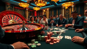 Experience thrilling gambling action at sv88 casino with vibrant roulette and poker tables.