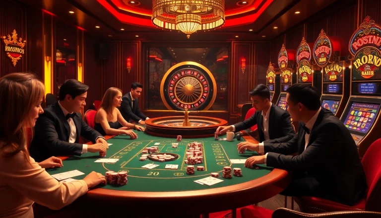 Experience thrilling gameplay with https:/nk88.us.com/ at a luxurious poker table surrounded by excitement.