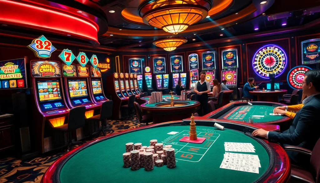 Players enjoy thrilling poker and slot games at RR88's luxurious casino setting.