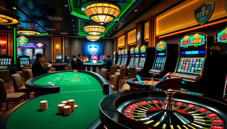 Experience thrilling online activities at http://luck8f.cn.com/, showcasing exciting gameplay with poker tables and vibrant slot machines.