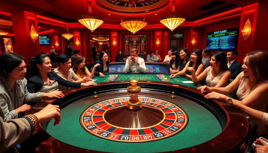 Experience the thrill of Tool xổ số siêu tốc with vibrant casino action at the roulette table.