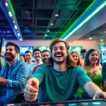 Experience thrilling online gaming at https://56win.sa.com/ with vibrant visuals of excited players in action.