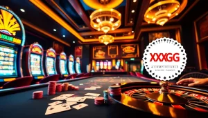 Experience the excitement of Plataforma XXGG Confiável with vibrant casino elements such as poker chips and roulette wheels.