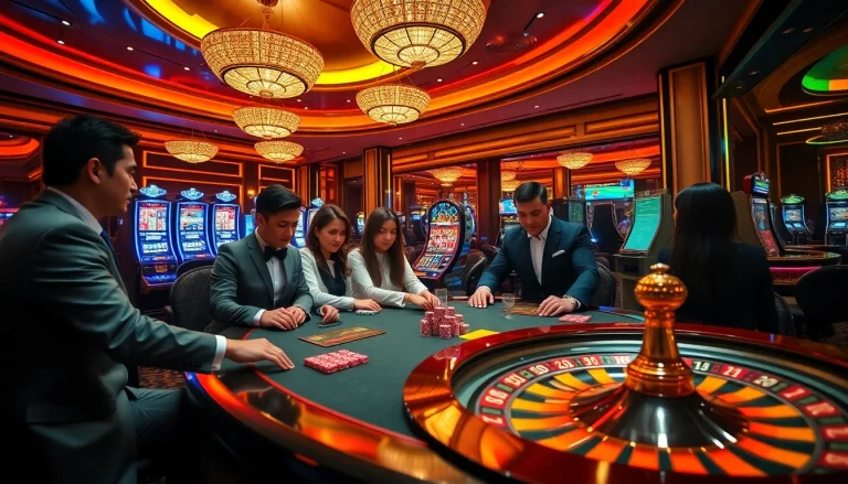 Experience high-stakes gaming at https://nk88.za.com/ with vibrant casino scenes and players in action.