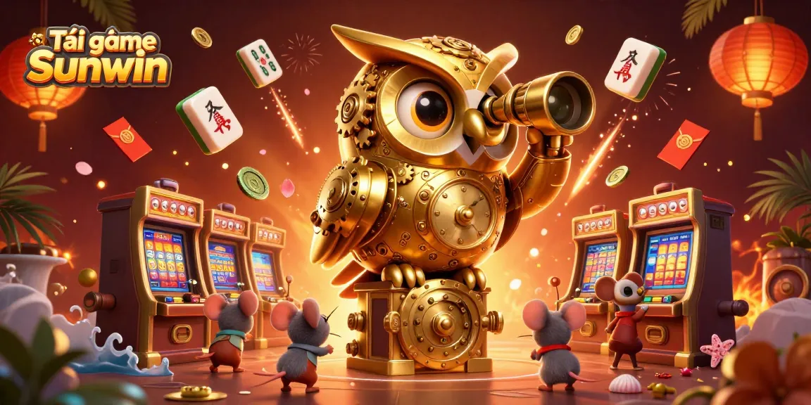 Tải game Sunwin with a vibrant and lively 3D casino illustration showcasing magical elements and cartoon characters for users.