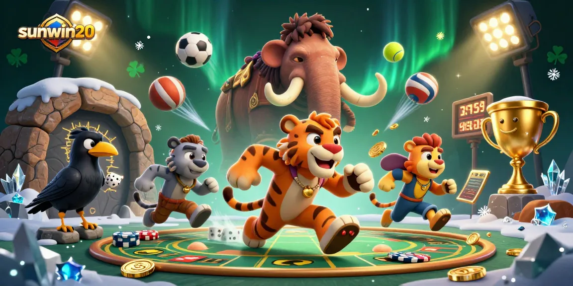 Win exciting rewards at sunwin20 in a dynamic prehistoric casino scene.